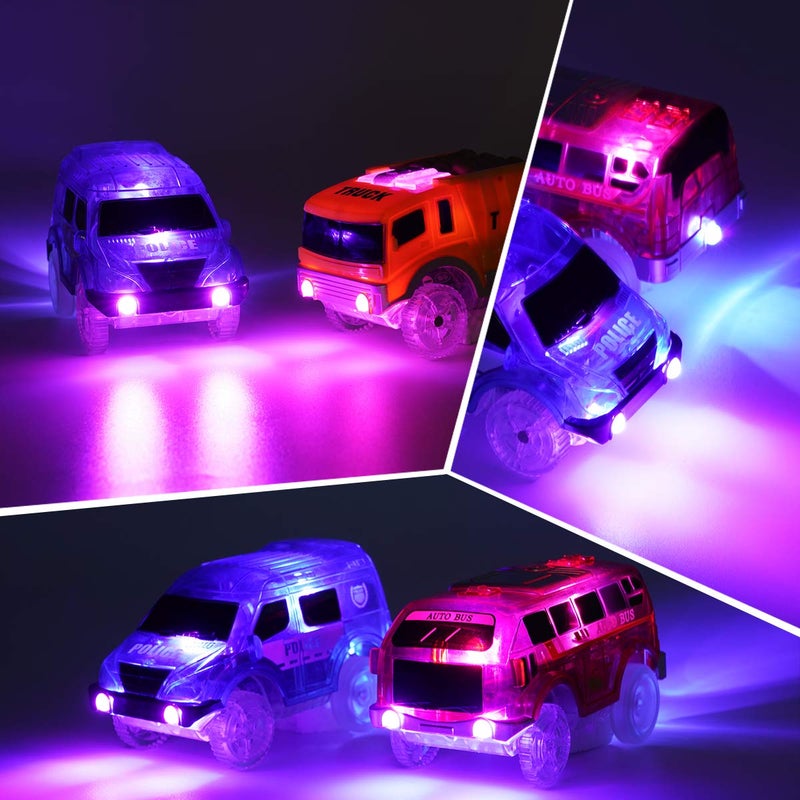 Save Unicorn Tracks Cars only Replacement, Race Cars for Tracks Glow in the Dark, Light up Racing Car Track Accessories with 5 Flashing LED Lights, Compatible with Most Tracks for Kids Boys and Girls(3pack) - Image 2